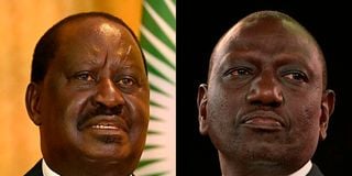 Azimio la Umoja presidential candidate Raila Odinga (left) and his UDA counterpart William Ruto.