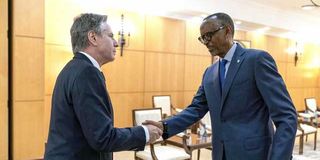 US Secretary of State Antony Blinken and Rwandan President Paul Kagame.