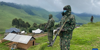 EACRF soldiers on guard in Mushaki, North Kivu